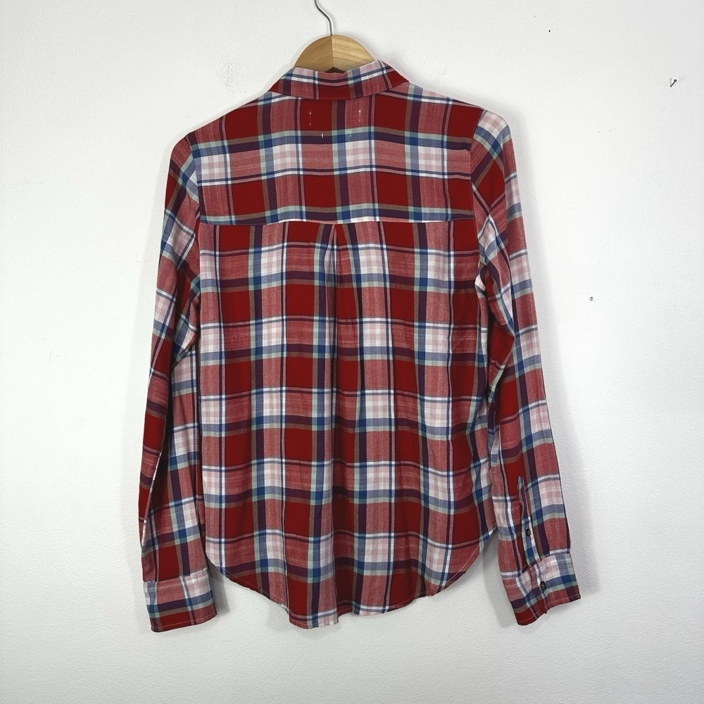 Abercrombie & Fitch Button Up Shirt Womens Large Plaid Long Sleeve Lightweight - Picture 3 of 8